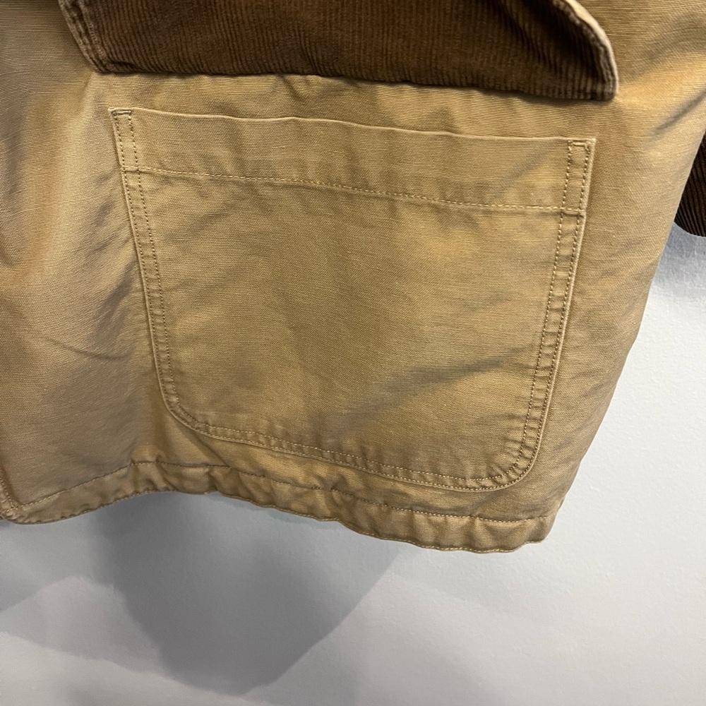 L.L. Bean Tan Field Barn Jacket Quilted with Brown Corduroy Trim Womens Size 3X - Picture 4 of 9